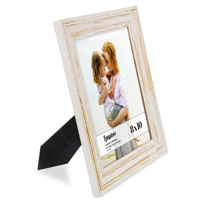 Langdon House 8x10 Real Wood Picture Frames (Weathered White - Gold Accents, 2 Pack), French Country Style Wooden Photo Frame 8 x 10, Lumina Collection - Image 4